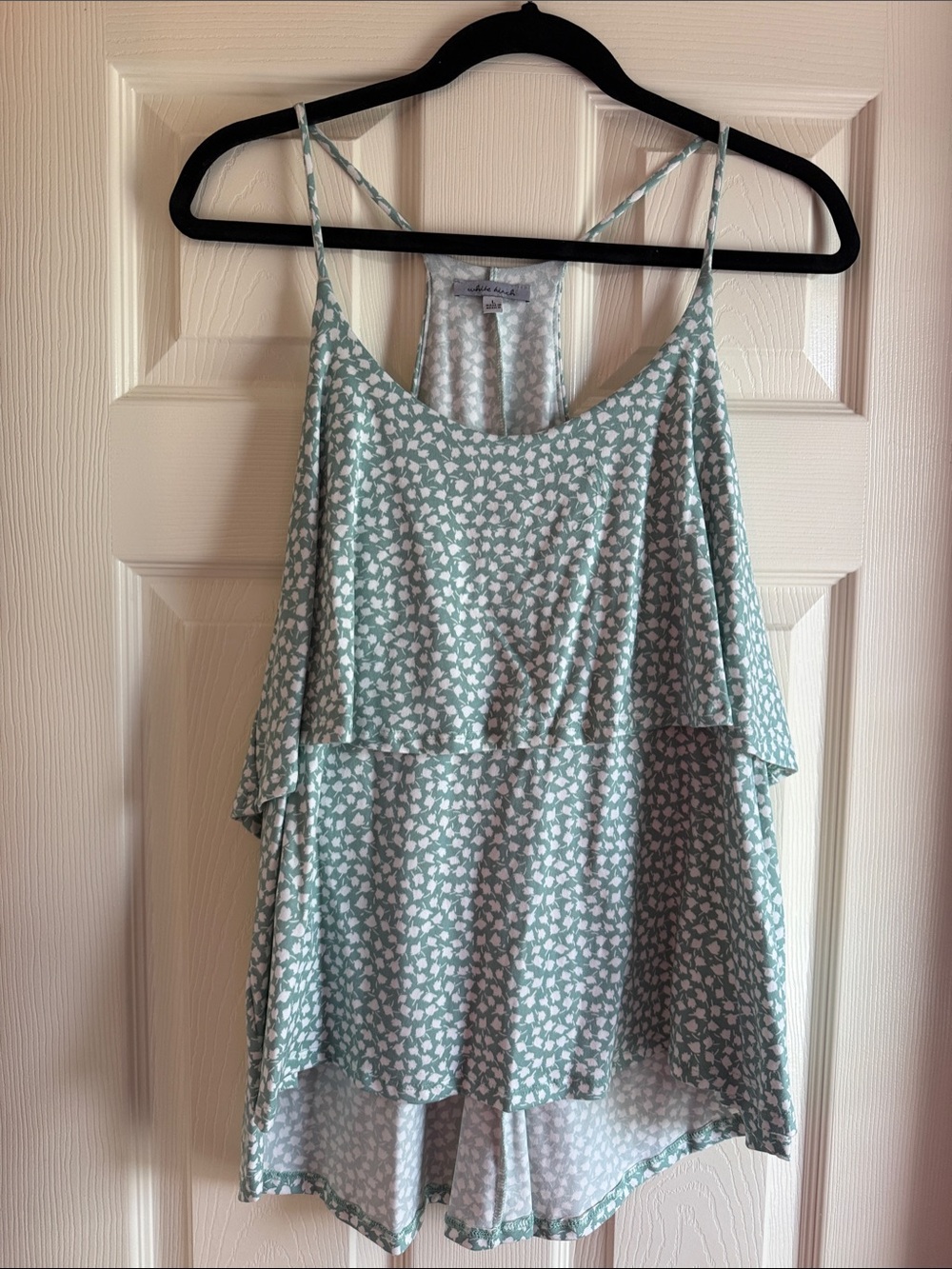 White Birch Mint Green Floral Layered Cami